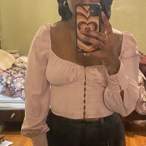 Forever 21 Pink Peasant Eyelet Top